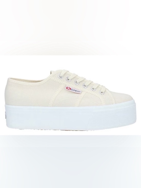 Superga Shoes - Superga Ivory Canvas Platform Sneakers W/ White Rubber Sole Size 7.5